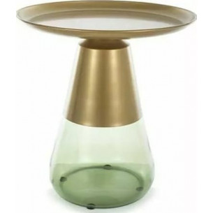 Tiffany 50cm matte gold&amp;green tray coffee table on A glass base Signal