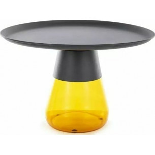 Tiffany 70cm black matte&amp;orange tray coffee table on A glass base Signal