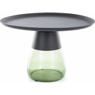 Tiffany 70cm black matte&amp;green tray coffee table on A glass base Signal