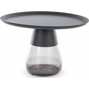 Tiffany 70cm black matte&amp;black tray coffee table on A glass base Signal