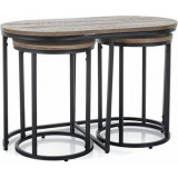 Twix vintage nut&amp;matte black set of 3 coffee tables Signal
