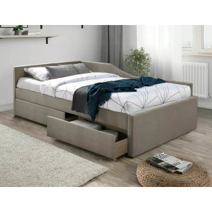 Eliot velvet 120x200cm dark beige upholstered bed with drawers Signal