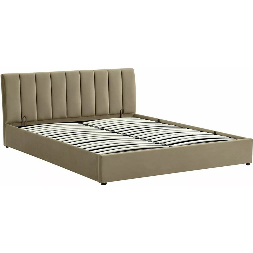 Montreal velvet 160x200cm beige bed with storage Signal