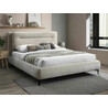 Nikozja 160x200cm dark beige&amp;black upholstered bed on legs Signal