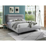Nikozja 160x200cm light grey&amp;black upholstered bed on legs Signal