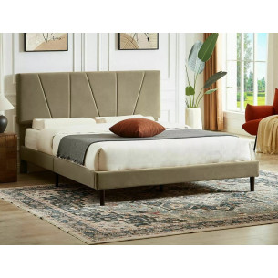 Savana 160x200cm beige velvet bed with headboard on legs Signal