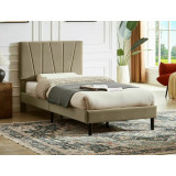 Savana 90x200cm beige velvet bed with headboard on legs Signal