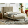 Savana 90x200cm beige velvet bed with headboard on legs Signal