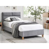 Sierra 90x200cm light grey&amp;oak velvet bed with legs Signal