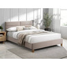 Sierra 140x200cm beige&amp;oak velvet bed on wooden legs Signal