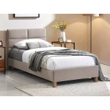 Sierra 90x200cm beige&amp;oak velvet bed on wooden legs Signal