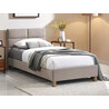 Sierra 90x200cm beige&amp;oak velvet bed on wooden legs Signal