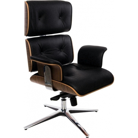 VIP Exclusive Home black leather swivel armchair with footrest D2.Design