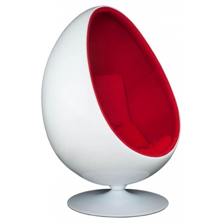 Designerski Fotel insp. Ovalia Chair Biało-Czerwony D2.Design do salonu i sypialni.