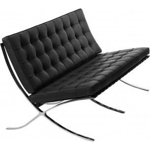 Barcelon black 2 seater leather quilted sofa D2.Design