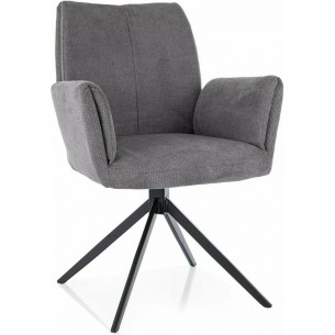 Coco grey&amp;black swivel upholstered chair with armrests Signal