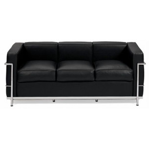 LC black 3 seater leather sofa D2.Design