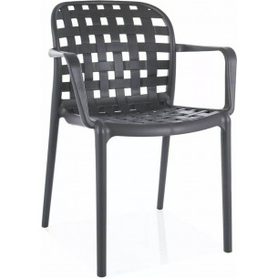 Strip grey perforated chair with armrests Signal