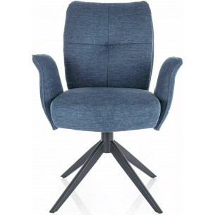 Wing navy blue swivel upholstered chair Signal