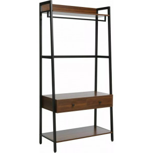 Ava 84x49x169cm walnut&amp;black shelf with drawers and hanger Signal