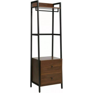 Ava 52x40x169cm walnut&amp;black shelf with drawers and hanger Signal