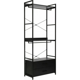 Rin C 80x40x200cm black standing shelf with hooks and drawers Signal