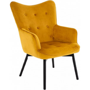 Carmen curry&amp;black matte velvet wingback armchair Signal