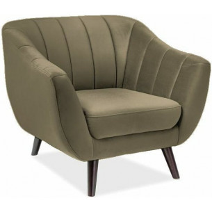 Elite olive velvet armchair on wooden legs Signal