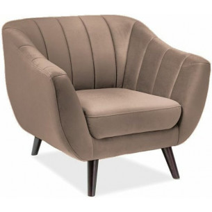 Elite dark beige velvet armchair on wooden legs Signal