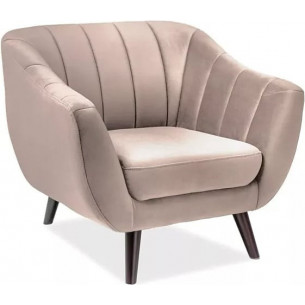 Elite beige velvet armchair with wooden legs Signal