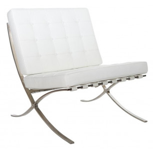 Barcelon Single white leather quilted armchair D2.Design