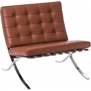 Barcelon Single light brown leather quilted armchair D2.Design