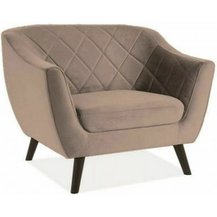 Molly dark beige&amp;wenge stitched velvet armchair Signal