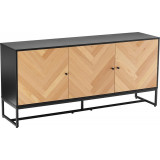 Clar 160x40cm oak&amp;black Chest of drawers with fir tree front Intesi