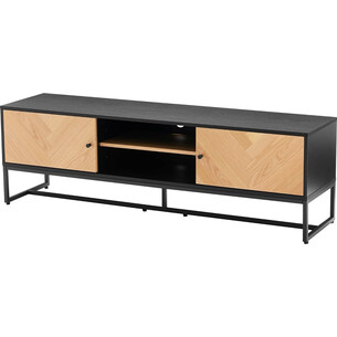 Clar 160x40cm oak&amp;black TV cabinet with spruce front Intesi 2