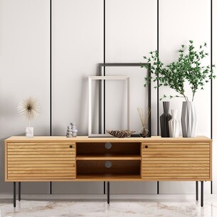 Lattes 120x40cm oak Fluted TV cabinet on legs Intesi 2