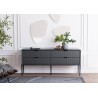 Izyda 180x40cm Graphite Chest of Drawers with Ribbed Drawers OL Home