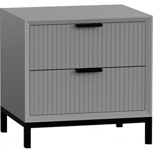 Izyda 50x40cm Graphite Bedside Table with Ribbed Drawers on Legs by OL Home