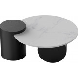 Stolik ceramiczny na fornirowanej podstawie Rullo 90cm biały marmur / czarny OL Home