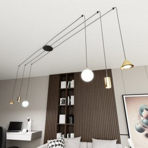 Fuji black&amp;gold spider 6-light pendant lamp Emibig