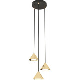 Lampa wisząca 3 stożki Elit 20cm złota Emibig