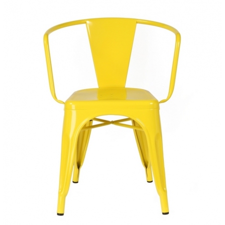 Designerskie Krzesło metalowe z podłokietnikami Paris Arms insp. Tolix Żółte D2.Design do jadalni, salonu i kuchni.