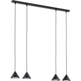 Elit 90cm black 4-spot pendant light on rail Emibig