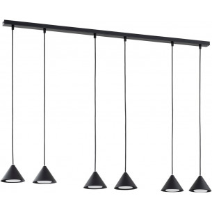 Elit 116cm black 6-point pendant lamp on strip Emibig