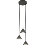Elit 20cm black 3 cones pendant lamp Emibig