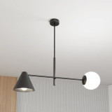 Lampa sufitowa szklana 2 punktowa Hermes 70cm biały / czarny Emibig