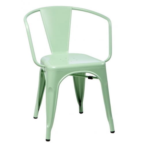 Paris Arms insp. Tolix mint metal chair with armrests D2.Design