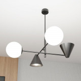 Lampa sufitowa szklana 4 punktowa Hermes 70cm biały / czarny Emibig