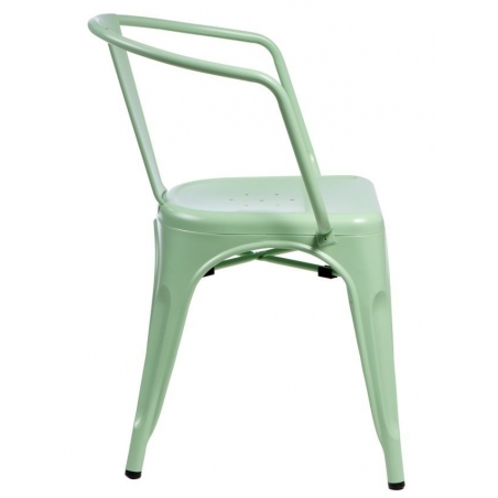 Designerskie Krzesło metalowe z podłokietnikami Paris Arms insp. Tolix Miętowe D2.Design do jadalni, salonu i kuchni.