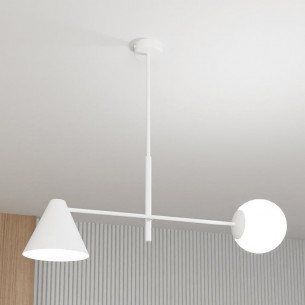 Hermes 70cm white glass 2-light ceiling lamp Emibig